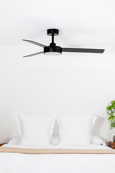 Ventilador de techo con luz Faro Barth motor DC LED negro mate 2700-6000K CCT Ø1 — ambiente