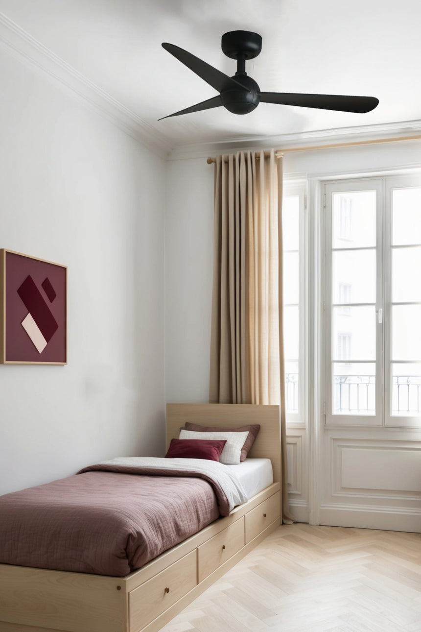 Ventilador de techo sin luz Faro Sfera motor DC negro mate Ø90cm 3 palas 34271