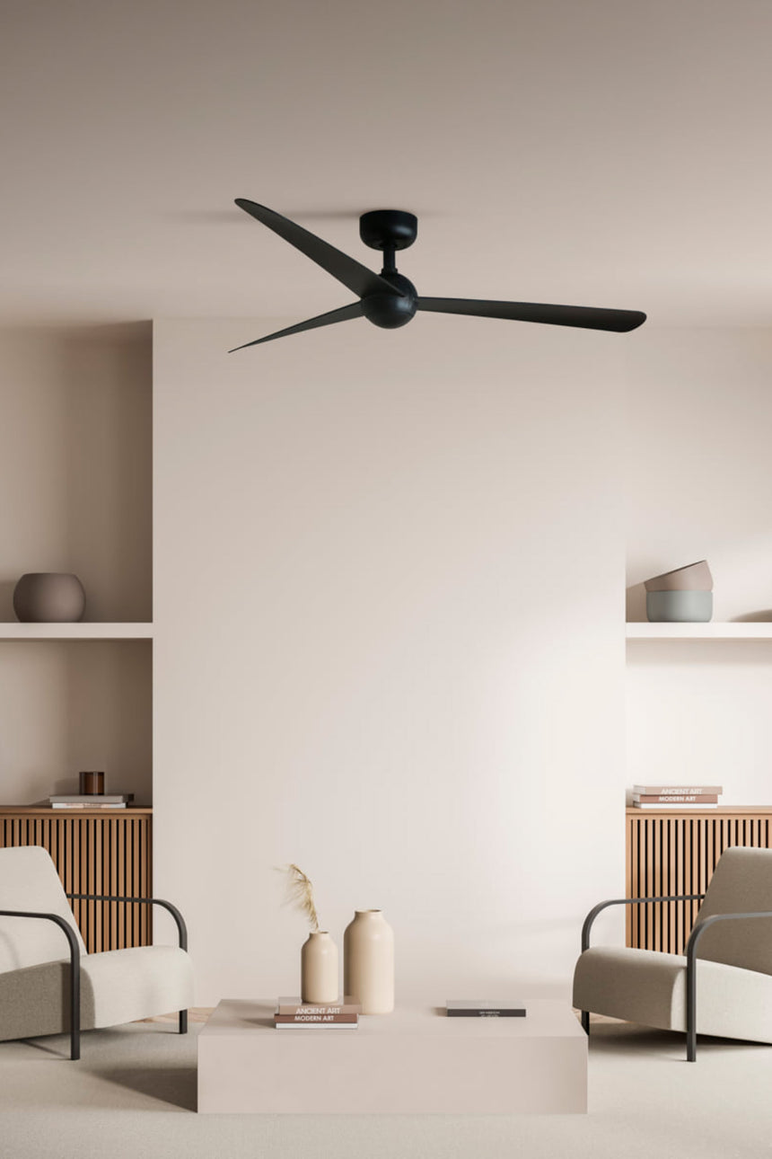 Ventilador de techo sin luz Faro Sfera motor DC negro mate Ø125cm 3 palas 34273