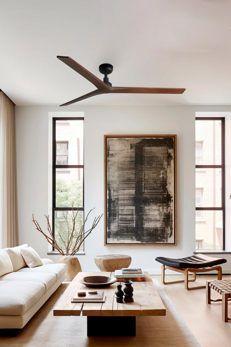 Ventilador de techo sin luz Faro Klim motor DC palas de madera nogal oscuro Ø150cm 3 palas 34276 - vista alternativa