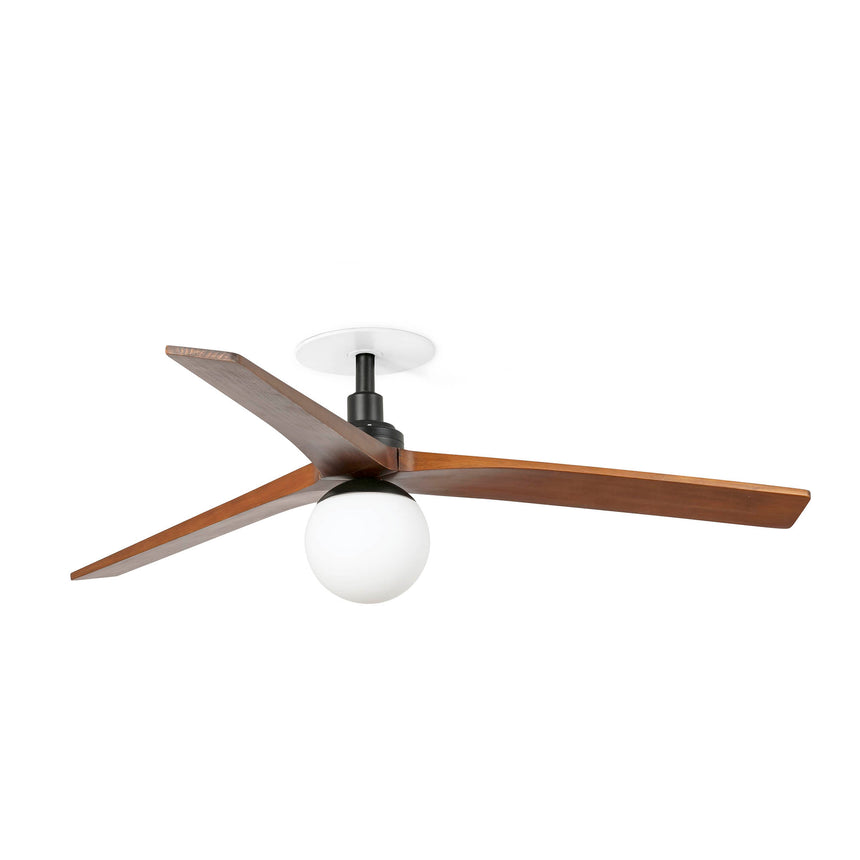 Ventilador de techo con luz Faro Klim Recessed M LED nogal oscuro 3 palas motor DC Ø125cm 34277R1B