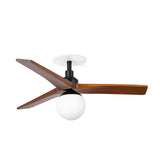 Ventilador de techo con luz Faro Klim Recessed S LED nogal oscuro 3 palas motor DC Ø92cm 34278R1B