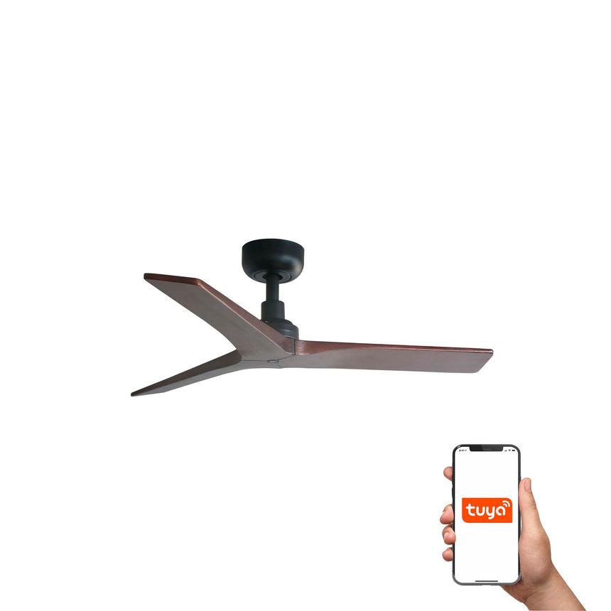 Ventilador de techo Faro Klim S nogal oscuro 3 palas motor DC Ø92cm 34278WT