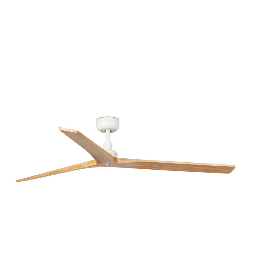 Ventilador de techo sin luz Faro Klim motor DC palas de madera blanco y roble Ø150cm 3 palas 34279