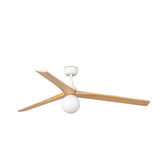 Ventilador de techo con luz Faro Klim motor DC palas de madera LED blanco y roble 342791B