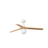 Ventilador de techo con luz Faro Klim motor DC palas de madera LED pino Ø125cm 3 palas 342801B