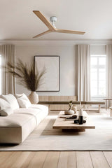 Ventilador de techo sin luz Faro Klim motor DC palas de madera pino Ø125cm 3 palas 34280