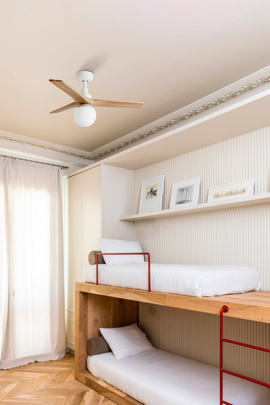 Ventilador de techo con luz Faro Klim motor DC LED pino Ø92cm 3 palas 342811B