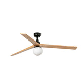 Ventilador de techo con luz Faro Klim motor DC palas de madera LED pino Ø150cm 3 palas 342821B