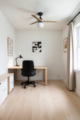 Ventilador de techo con luz Faro Klim motor DC palas de madera LED pino Ø92cm 3 palas 342841B