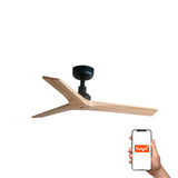 Ventilador de techo sin luz Faro Klim motor DC palas de madera LED pino Ø92cm 3 palas 34284WT