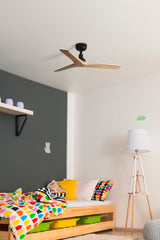 Ventilador de techo sin luz Faro Klim motor DC palas de madera LED pino Ø92cm 3  — ambiente