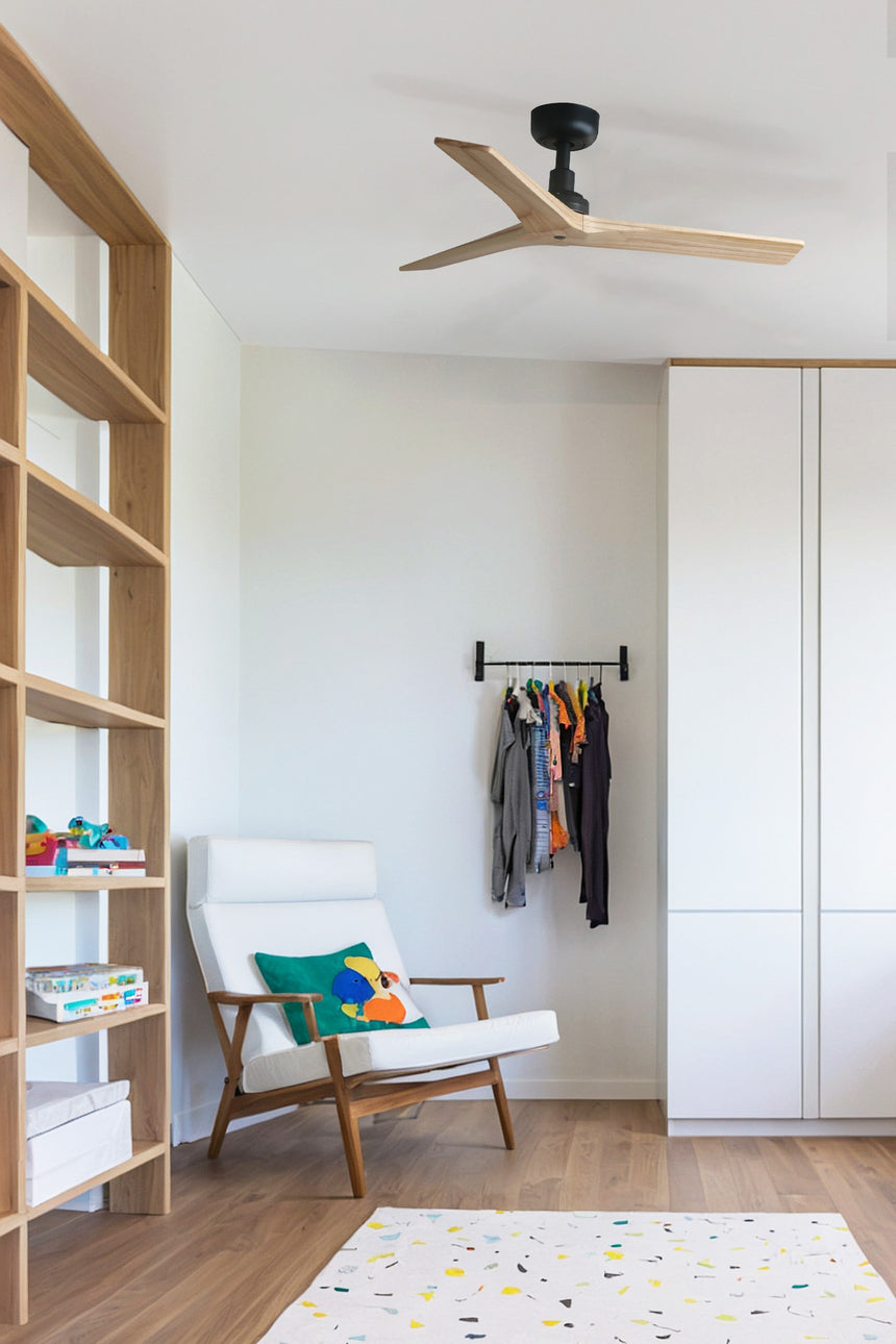 Ventilador de techo sin luz Faro Klim motor DC palas de madera pino Ø92cm 3 palas 34284