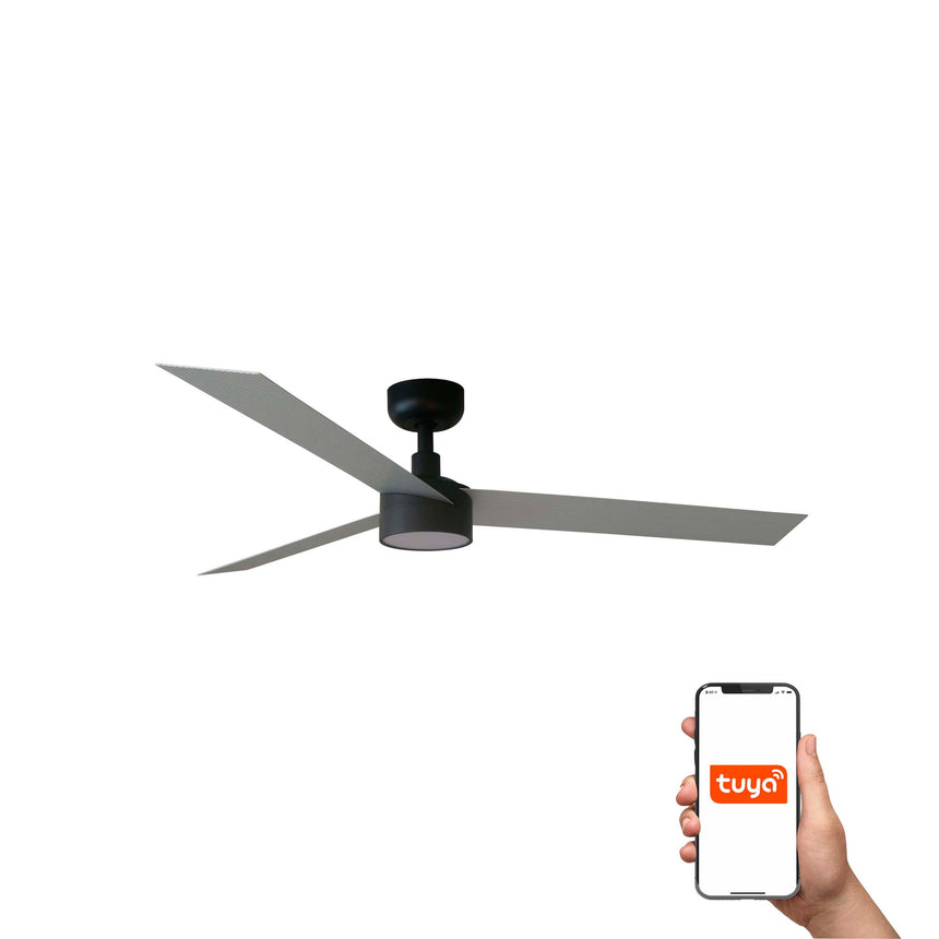 Ventilador de techo con luz Faro Cruiser L LED aluminio 3 palas motor DC 2700-6500K Ø132cm 34286WT-1TW