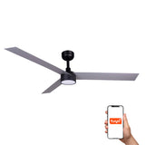 Ventilador de techo con luz Faro Cruiser XL LED aluminio 3 palas motor DC 2700-6500K Ø160cm 34287WT-1TW