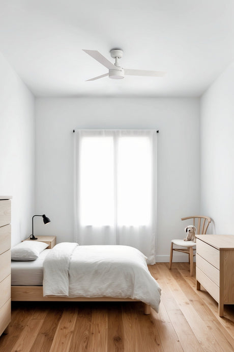 Ventilador de techo con luz Faro Cruiser S LED blanco mate 3 palas motor DC 2700 — ambiente