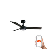 Ventilador de techo con luz Faro Cruiser S LED negro mate 3 palas motor DC 2700-6500K Ø106cm 34289WT-1TW