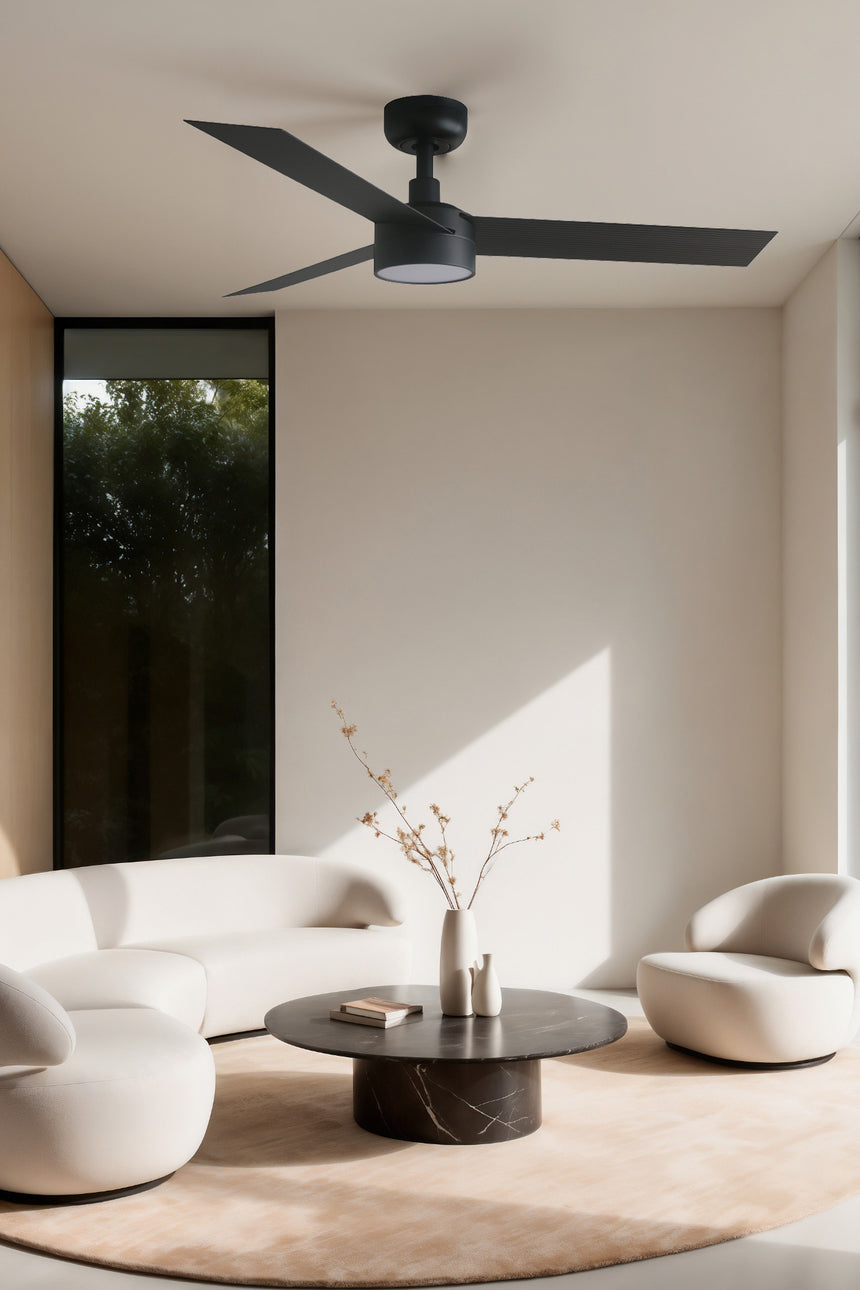Ventilador de techo con luz Faro Cruiser S LED negro mate 3 palas motor DC 2700-6500K Ø106cm 34289WT-1TW
