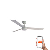Ventilador de techo con luz Faro Cruiser L LED blanco mate 3 palas motor DC 2700-6500K Ø132cm 34290WT-1TW