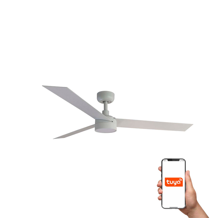 Ventilador de techo con luz Faro Cruiser L LED blanco mate 3 palas motor DC 2700-6500K Ø132cm 34290WT-1TW
