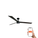 Ventilador de techo con luz Faro Cruiser XL LED negro mate 3 palas motor DC 2700-6500K Ø160cm 34293WT-1TW