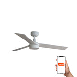 Ventilador de techo con luz Faro Rudder S LED fresno 3 palas motor DC 2700-6500K Ø106cm 34295WT-1TW