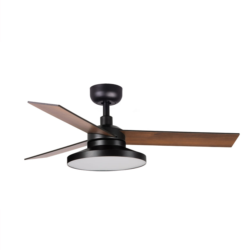 Ventilador de techo con luz Faro Rudder Tak 3 S LED nogal 3 palas motor DC 4000K Ø106cm 342962C