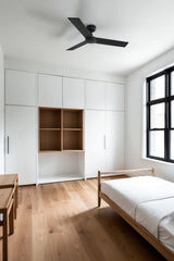 Ventilador de techo sin luz Faro Rudder motor DC palas de madera nogal Ø106cm 3 palas 34296