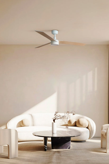 Ventilador de techo con luz Faro Rudder L LED fresno 3 palas motor DC 2700-6500K — ambiente