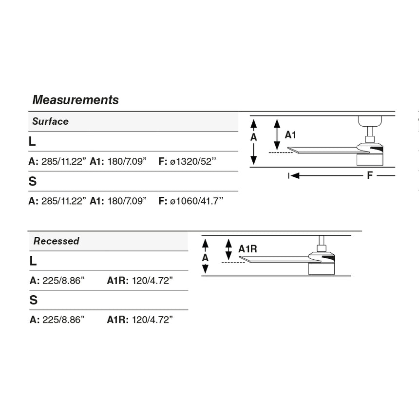Ventilador de techo con luz Faro Rudder Recessed Tek 3 L LED fresno 3 palas motor DC 2700K Ø132cm 34297R3W