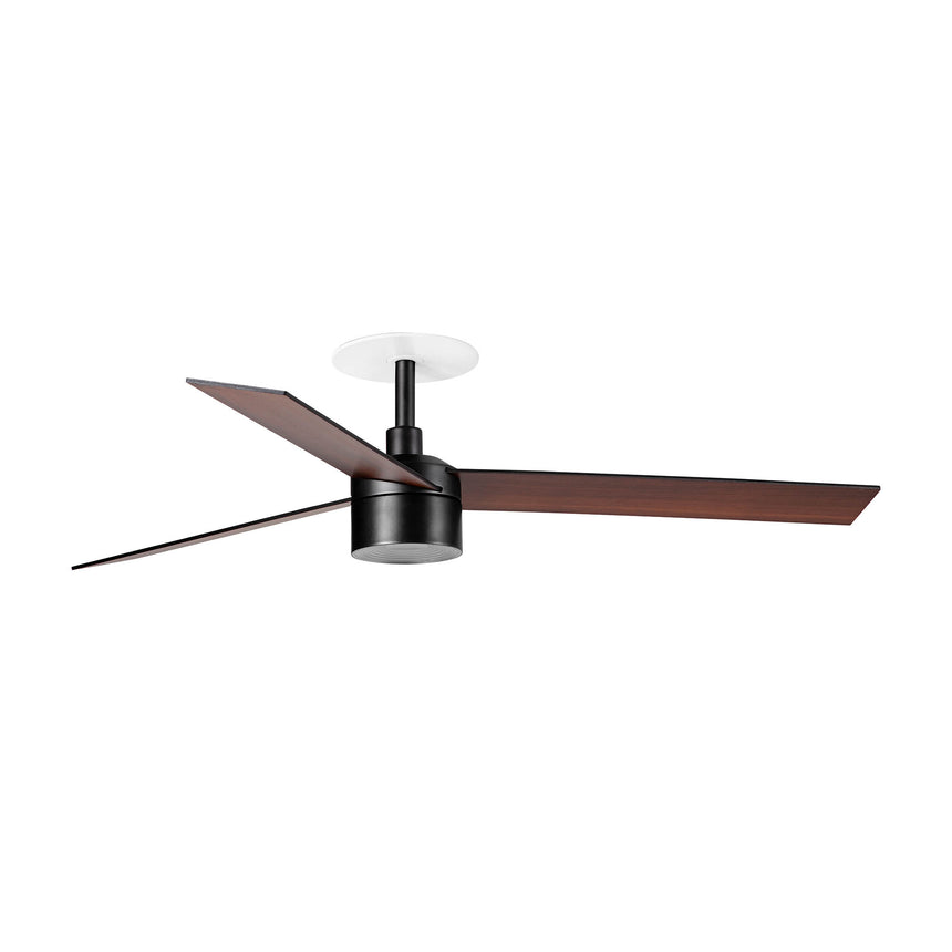 Ventilador de techo con luz Faro Rudder Recessed Tek 3 L LED nogal 3 palas motor DC 2700K Ø132cm 34298R3W