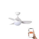 Ventilador de techo con luz Faro Hvar S LED blanco mate 3 palas motor DC 3000-6500K Ø97cm 34300WT