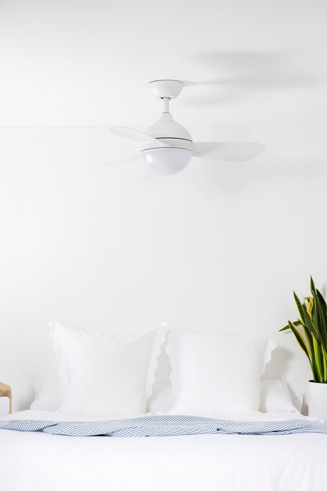 Ventilador de techo con luz Faro Hvar S LED blanco mate 3 palas motor DC 3000-65 — ambiente