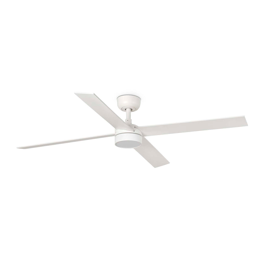 Ventilador de techo con luz Faro Rudder L 4 LED fresno 4 palas motor DC 2700-6500K Ø132cm 34355-1TW
