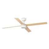 Ventilador de techo con luz Faro Rudder 4 L LED fresno 4 palas motor DC 2700-4000K Ø132cm 34355WT1S