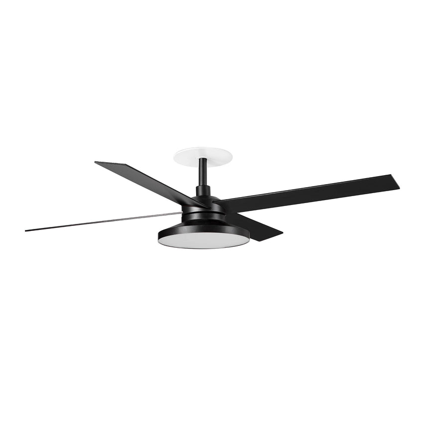 Ventilador de techo con luz Faro Rudder Recessed Tak 4 L LED nogal 4 palas motor DC 2700K Ø132cm 34356R2W
