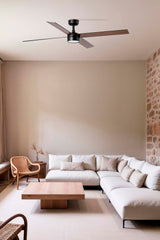 Ventilador de techo con luz Faro Rudder L 4 LED nogal 4 palas motor DC 2700-6500K Ø132cm 34356WT-1TW