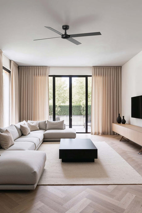 Ventilador de techo sin luz Faro Rudder motor DC palas de madera nogal Ø132cm 4 palas 34356 - vista alternativa