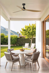 Ventilador de techo sin luz Faro Outwood motor DC palas de madera roble IP44 Ø150cm 3 palas 34360WT