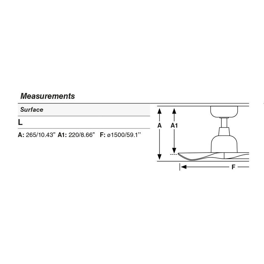 Ventilador de techo sin luz Faro Outwood motor DC palas de madera roble IP44 Ø150cm 3 palas 34360WT