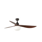 Ventilador de techo con luz Faro Outwood motor DC palas de madera nogal oscuro Ø150cm 3 palas 34362WT1B