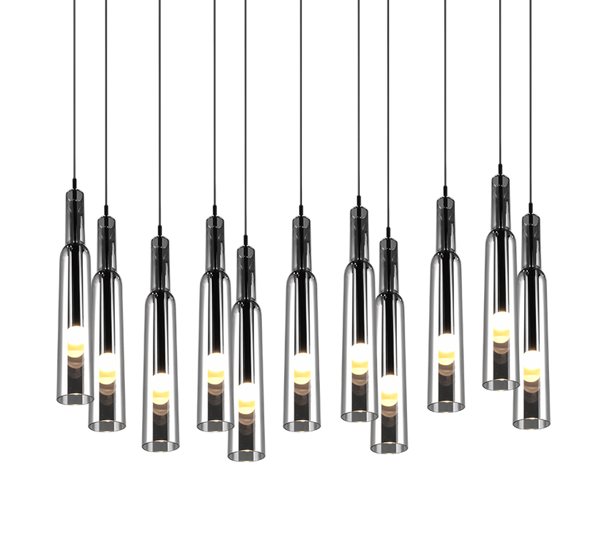 Lámpara de techo colgante Trio Lucent LED cromo 150cm 344511106
