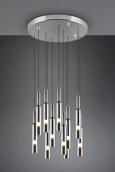 Lámpara de techo colgante Trio Lucent LED cromo 150cm 344531106