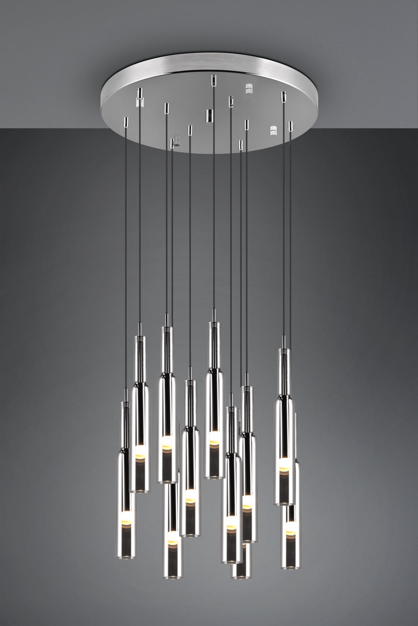 Lámpara de techo colgante Trio Lucent LED cromo 150cm 344531106