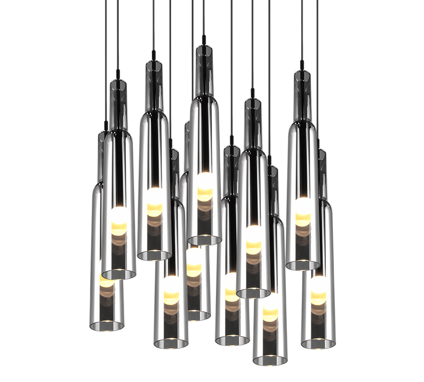 Lámpara de techo colgante Trio Lucent LED cromo 150cm 344531106