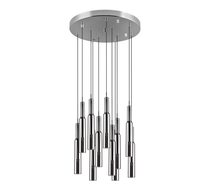 Lámpara de techo colgante Trio Lucent LED cromo 150cm 344531106