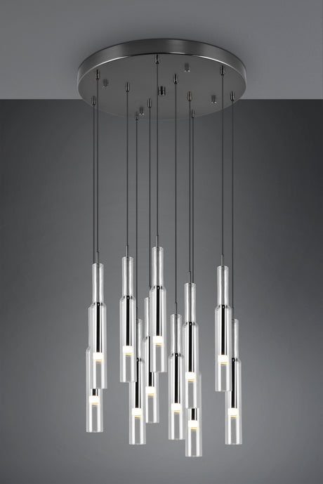 Lámpara de techo colgante Trio Lucent LED black-chrome 150cm 344531120