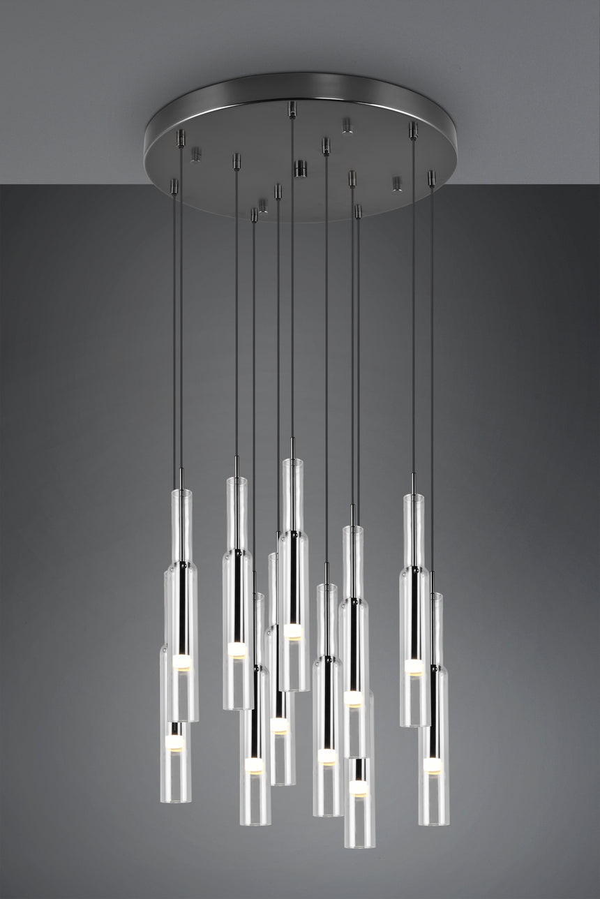 Lámpara de techo colgante Trio Lucent LED black-chrome 150cm 344531120