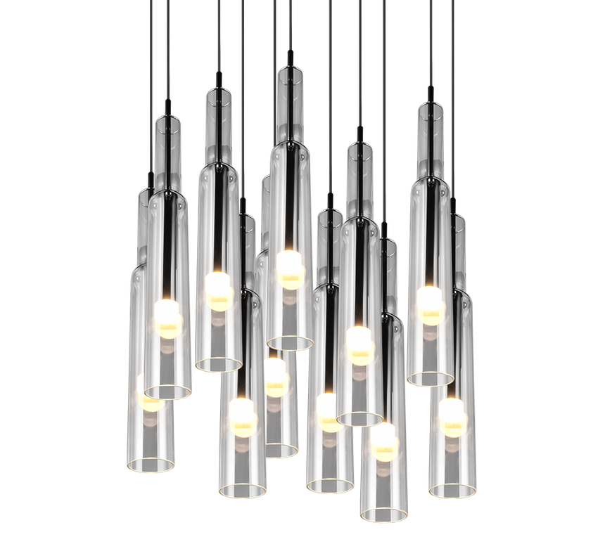 Lámpara de techo colgante Trio Lucent LED black-chrome 150cm 344531120