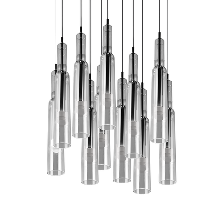 Lámpara de techo colgante Trio Lucent LED black-chrome 150cm 344531120
